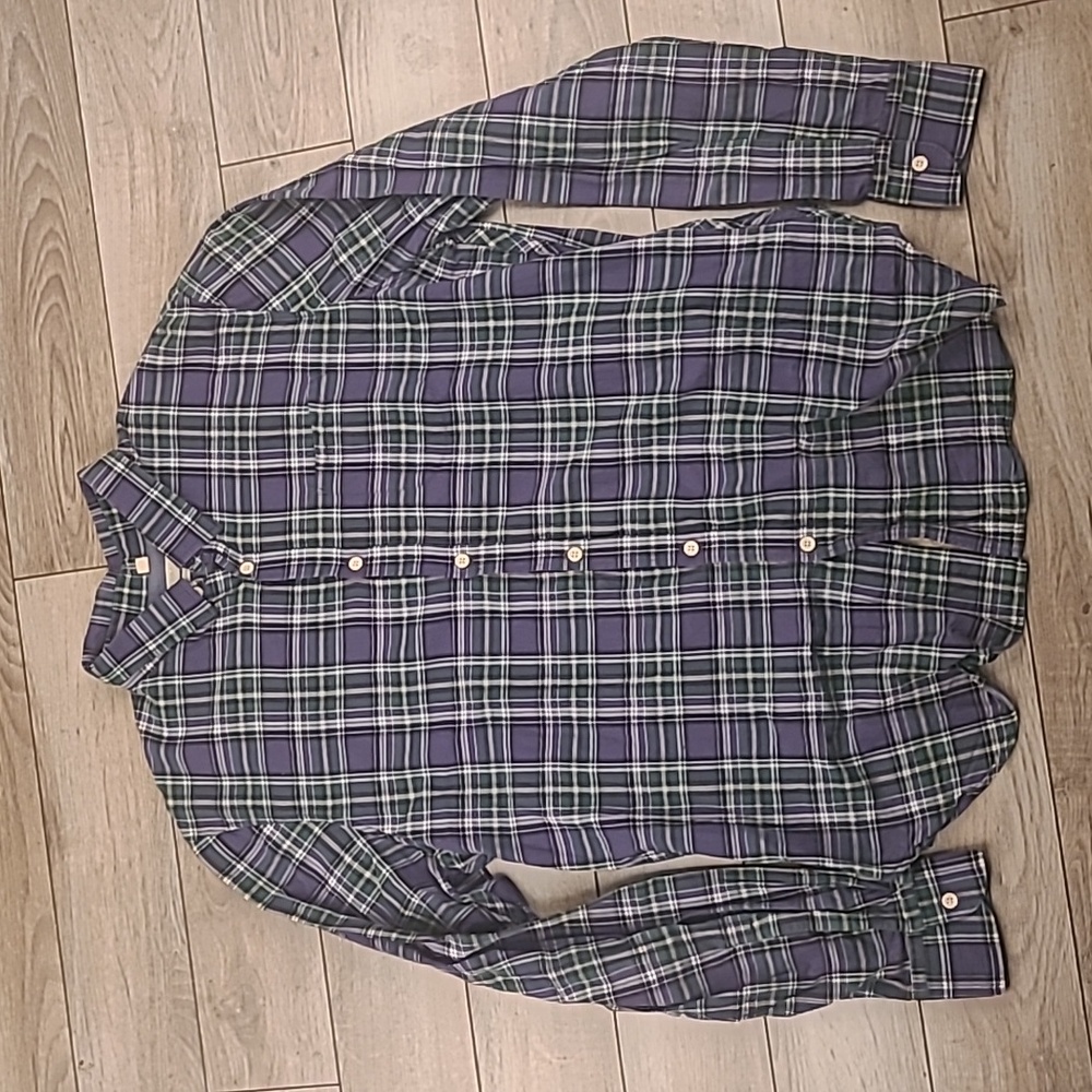 LEVIS LVC Portugal Blue Green Plaid Checkered Sz 2 / M Mens Short Sleeve Shirt - Picture 5 of 7
